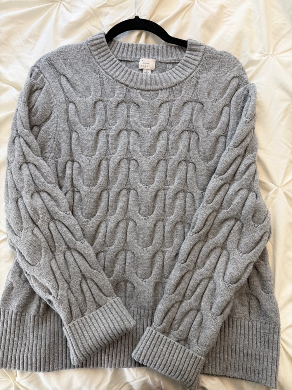 A New Day Cable Crewneck Sweater - Size M, Gray